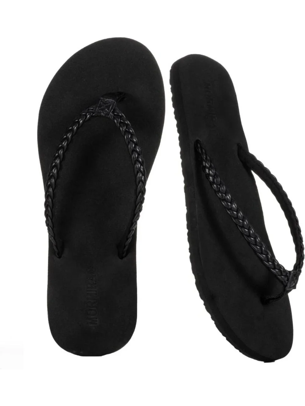 Women's Black Summer Comfortable Slim Braided  Flip Flop Beach Thong Flat Sandal